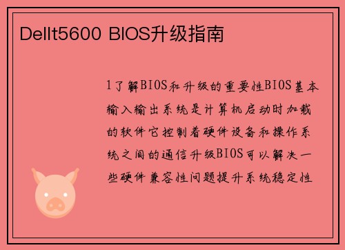Dellt5600 BIOS升级指南
