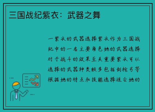 三国战纪紫衣：武器之舞